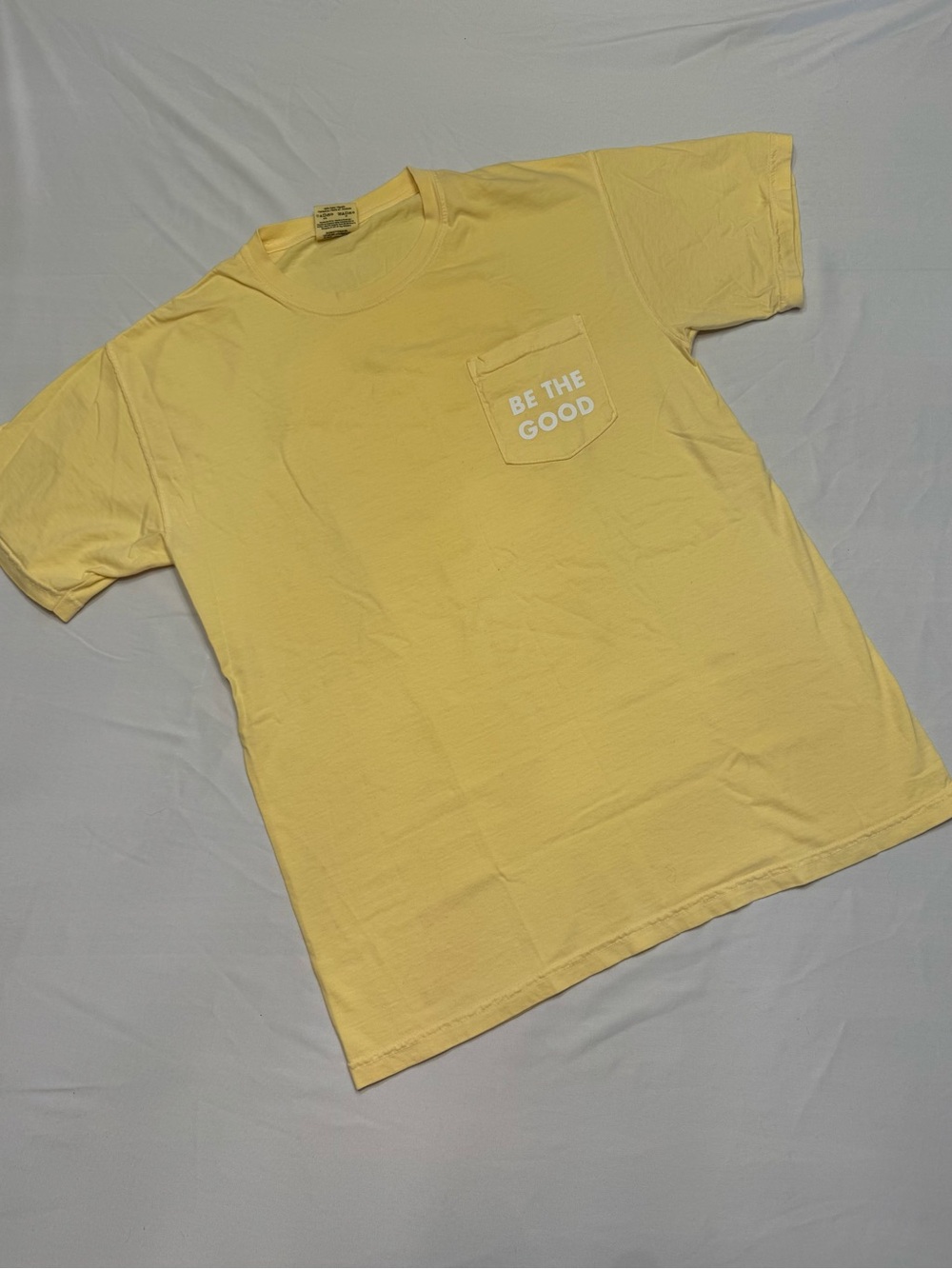 Comfort Colors Yellow Pocket Tee - "Be The Good"